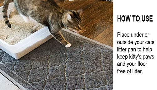 Cat Litter Mat Traps Litter from Litter Box XL Size 47"X36" Durable Trapping Rug, Non-Slip and Waterproof, Easy to Clean - color: Grey