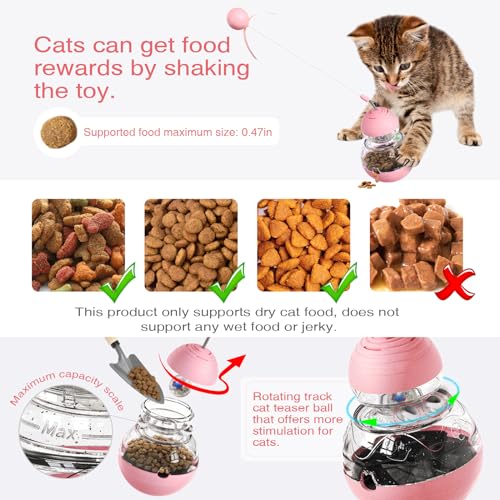 Cat Toy for Indoor Cats, Cat Toy Interactive - Wobble Tracking Balls Treat Dispenser Kitten Toys, Cat Stimulation Toys, Slow Food Dispenser Feeder (Pink)