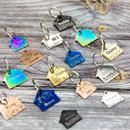 Personalized Dog Tag with 5 Lines of Custom Deep Engraved Durable Stainless Steel Pet ID Name Tag Designer Small Size House - size: Small, style: House
