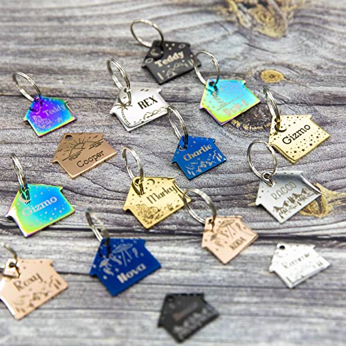 Personalized Dog Tag with 5 Lines of Custom Deep Engraved Durable Stainless Steel Pet ID Name Tag Designer Regular Size House - size: Regular, style: House