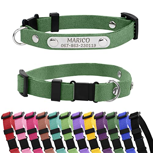 CAMAL Personalized Cat Collar with Name and Phone Number, Breakaway Cat Collar with Name Tag, Customized Cat Collar for Boys and Girls, Adjustable for Kitten Small Dogs Puppy (Dark Green) - color: Dark Green