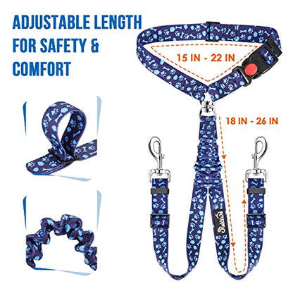 Lukovee Double Dog Seat Belt, New Dual Pet Car Headrest Restraint Safety Seatbelt No Tangle Dog Leash Duty Adjust Elastic Bungee Puppy Lead Splitter Connect Harness in Vehicle Travel for 2 Dogs (BL) - color: Blue Paw