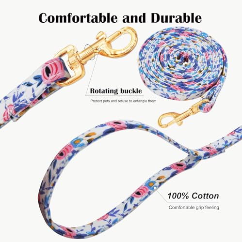 No Pull Dog Harness Adjustable Small Dog Harness and Leash Set, Lightweight and Soft Dog Harness No Choke Escape Proof Pet Harness Vest (Blue Rose, XS) - color: Blue Rose, size: XS