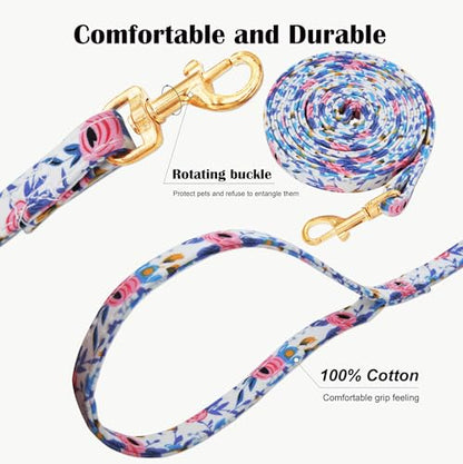 No Pull Dog Harness Adjustable Small Dog Harness and Leash Set, Lightweight and Soft Dog Harness No Choke Escape Proof Pet Harness Vest (Blue Rose, S) - color: Blue Rose, size: S
