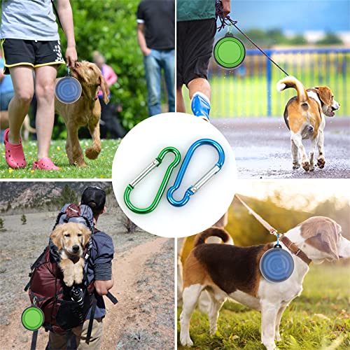 Collapsible Dog Bowl,2 Pack Portable and Foldable Pet Travel Bowls Collapsable Dog Water Feeding Bowls Dish for Dogs Cats and Small Animals,with Lids (Small, Blue+Green) - color: Blue+Green