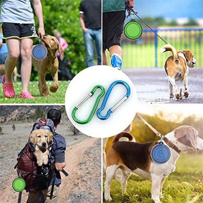 Collapsible Dog Bowl,2 Pack Portable and Foldable Pet Travel Bowls Collapsable Dog Water Feeding Bowls Dish for Dogs Cats and Small Animals,with Lids (Small, Blue+Green) - color: Blue+Green