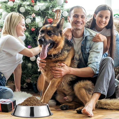 Tanlade 8 Pack Stainless Steel Dog Bowls Metal with Rubber Base Non-Slip Pets Puppy Cats Feeding Food and Water Bowls Dishwasher-Safe for Indoor Small Medium Large Dogs Cats Kitten Rabbit(47.3 oz) - size: 47.3 oz