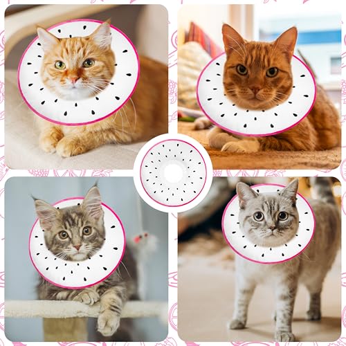 Cat Cone Collar Soft, Adjustable Cat Recovery Cone to Stop Licking, Cute Kitten Donut Collar After Surgery, Elizabethan Collars for Kittens, Lightweight Cats Neck Cones (Dragonfruit, Large) - color: Dragonfruit, size: Large