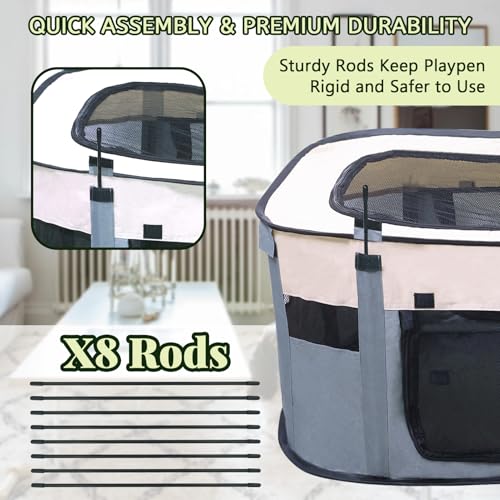 Dog Playpen,Pet Playpen,Foldable Puppy Cat Playpen, Dog Playpen for Indoor Dogs Enclosed, Outdoor Travel Camping Use, Dog Kennel Tent Crate for Rabbit Small Animals with Carrying Case (Grey, L) - size: L(35" x 28" x 23")