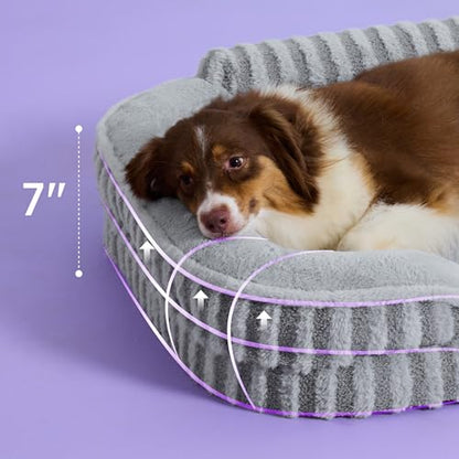 LE SURE Cute Dog Beds Large Sized Dog, Orthopedic Waterproof Large Pet Bed with Sides, High Back Non-Slip Bottom and Egg-Crate Foam Pet Couch Sofa with Washable Removable Cover, Grey - color: Grey, size: 35.0"l X 25.0"w X 7"th