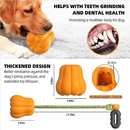 iFur Dog Pumpkin Fetch Toy, Interactive Tug of War Dog Toy, Boredom and Stimulating Chew Toys for Dogs, Tough Indoor/Outdoor Rope Enrichment Toy for Small Medium Large Breed (Fetch)