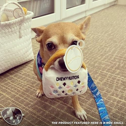 Haute Diggity Dog Chewy Vuiton Handbag Plush Squeaky Dog Toy, Soft Durable Designer-Inspired Stuffed Puppy Chew Toys for Small & Medium Dogs, Machine-Washable (White) Small - color: White Purse, size: Small