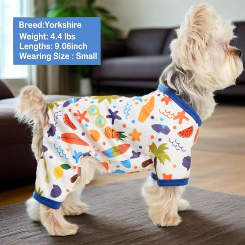 Dog Pajamas for Small Dogs, Soft Thin Pjs Jammies Cat Doggie, Summer Pet Cute Puppy Clothes Outfits Dogs Boy Girl(Coconut Tree,XS) - color: Coconut Tree, size: X-Small (Chest 11.8 in)