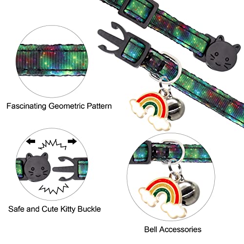 2 Pack Breakaway Cat Collar with Bells, Adjustable Kitten Safety Collars for Boys & Girls, Black+White - color: White+Black