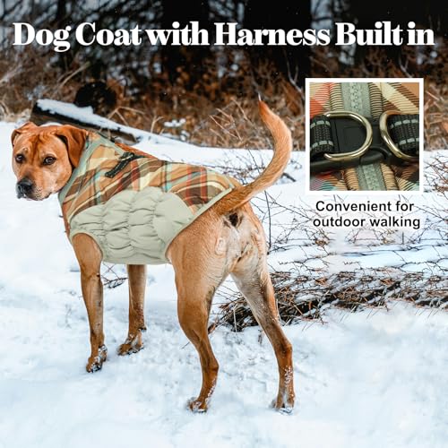 Lelepet Warm Dog Winter Coat Dog Coats for Small Dogs Waterproof Dogs Jacket with Harness Built in Reflective Cold Weather Coats Windproof Zip-Up Winter Fleece Vest Snowsuit Chihuahua Brown Plaid - color: Brown Plaid, size: X-Small