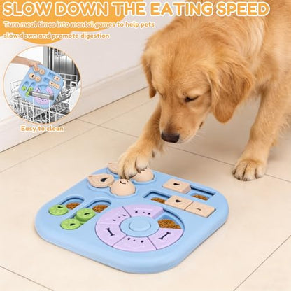 Interactive Dog Puzzle Toys Interactive Treat Dispensing Slow Feeder for Training and Mental Stimulating Dog Enrichment Toys, Dogs Puzzles for Smart Dogs Puppy Cats Pet(Blue) - color: blue