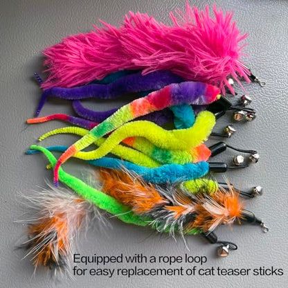 AcceLeah Cat Toy Replacement Feathers Cat Toy Wand Refills, Natural Bird Feathers Dragonfly Worm Refill, Cat Feather Toy Replacement for Cat Wand (17 Pcs (No Eyes)) - color: 17 Pcs (No eyes)