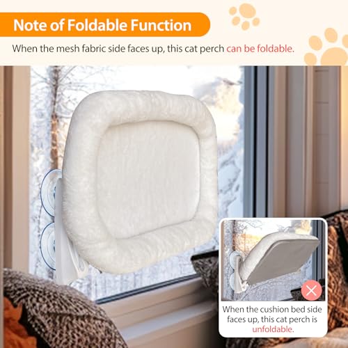 L&W BROS. Cat Window Perch Cushion Bed Cat Hammock with 4 Updated Suction Cups Easy to Assemble Window Bed for Heavy Large Cats (L 1Pc) - size: L