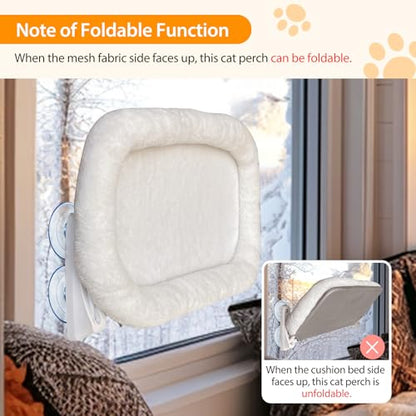 L&W BROS. Cat Window Perch Cushion Bed Cat Hammock with 4 Updated Suction Cups Easy to Assemble Window Bed for Heavy Large Cats (L 1Pc) - size: L