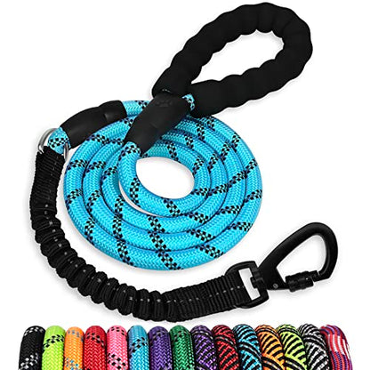 Rope Dog Leash 5 FT: Heavy Duty Leashes with Swivel Lockable Hook Reflective Threads Bungee and Padded Handle - Dog Lead for Large Small Medium Dogs Outside Walking Hiking Blue - color: Blue, size: 5ft*1/2''