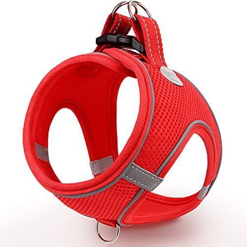 Joytale Small Dog Harness, Breathable Mesh Step-in Vest, Reflective Soft Padded Harnesses for Cats and Puppies Dogs, Red, XXXS - color: Red, size: XXXS--Chest: 10.5-12''