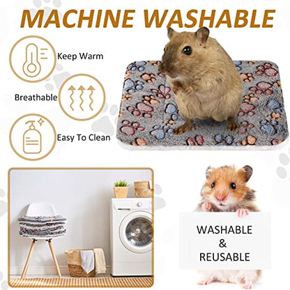 Tuanse 4 Pack Ultra Soft Dog Cat Bed Mat Small Animal Guinea Pig Bed with Cute Print Reversible Fleece Dog Crate Kennel Pad Cozy Washable Thickened Hamster Pet Beds Mat(13 x 10 Inches,Gray) - color: Gray, size: 13 x 10 Inches