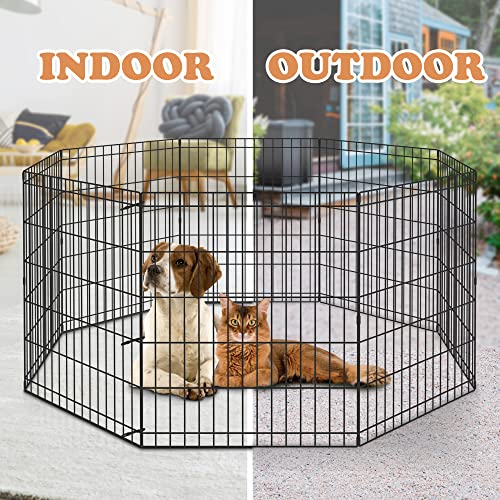 Pet Dog Playpen 24/30/36/42/48 Inch Metal Portable Dog Exercise Pen Indoor Outdoor Folding Yard Puppy Dog Fence for Small Medium Large Dogs 8 Panel