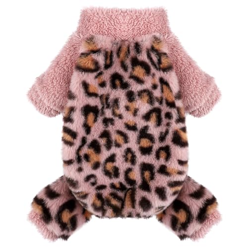 Dog Pajamas Pjs Fleece Dog Sweater Cute Puppy Clothes for Small Dogs Chihuahua Yorkie Clothes Girl Boy Warm Pullover Doggie Outfit Cat Sweater (Pink Leopard, XX-Small) - color: Pink Leopard, size: XX-Small (Chest 11in )