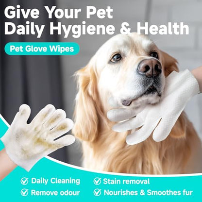Pet Glove Wipes for Dogs and Cats [Individually Wrapped][Hypoallergenic Cleaning & Deodorising] Glove Bathing Wipes Moisture-rich Thickened Gloves for Daily Care, Traveling, Rinse Free Grooming Wipes - size: 12 pcs