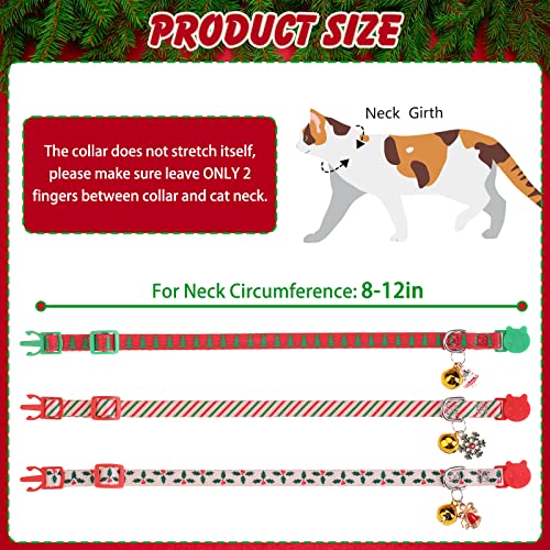 Christmas Breakaway Cat Collars with Bell & Cute Pendants - 3 Pack Adjustable Safety Kitten Collars - Xmas Collar for Kitten Cat Christmas Party - color: Style A - Christmas