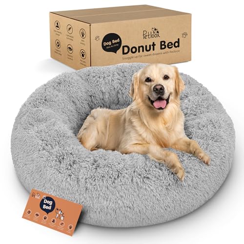 Donut Dog Bed - Premium Comfort for Anxiety Relief - Fluffy & Calming Design with Ultra-Plush Support | Cozy Round Dog Bed with Super Soft Circle Style (Grey, X-Large) - color: Grey, size: X-Large (45"L x 45"W x 10"Th)
