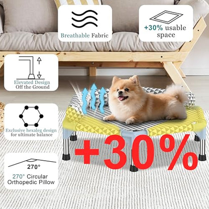 Orthopedic Dog Bed for Small Dogs - Removable Bolsters & cleanable Cover,Elevated Outdoor Dog Bed,Raised Dogs Bed,Easy to Assemble,Up to 75 lbs,Small - size: 6 sided Bolster Small