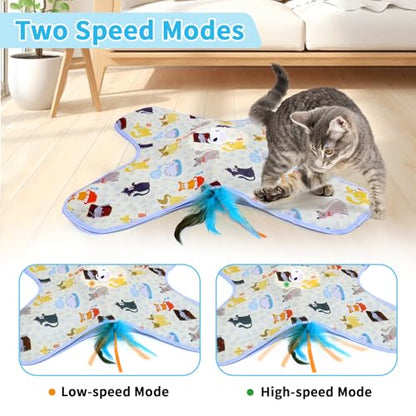 DFQ Interactive Cat Toy for Indoor Cats, Rechargeable Touch-Activated Moving Feather Wand with Concealed Motion, Play Toy for Kittens and Adult Cats (Yellow) - color: Yellow