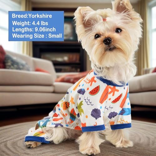 Dog Pajamas for Small Dogs, Soft Thin Pjs Jammies Cat Doggie, Summer Pet Cute Puppy Clothes Outfits Dogs Boy Girl(Coconut Tree,XS) - color: Coconut Tree, size: X-Small (Chest 11.8 in)