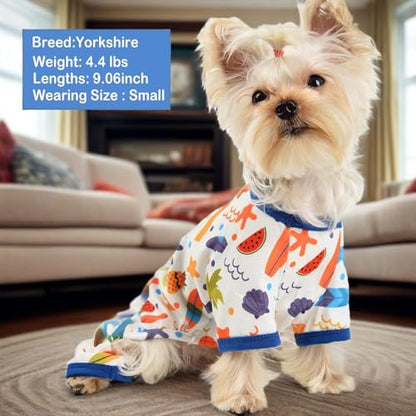 Dog Pajamas for Small Dogs, Soft Thin Pjs Jammies Cat Doggie, Summer Pet Cute Puppy Clothes Outfits Dogs Boy Girl(Coconut Tree,XS) - color: Coconut Tree, size: X-Small (Chest 11.8 in)