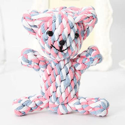 Dog Toys Puppy Teething Chew Toys,Pet Chew Toy Cat Chew Toy,Safe Braided Rope Toys Healthy Handmade Gift - color: pink and white bear
