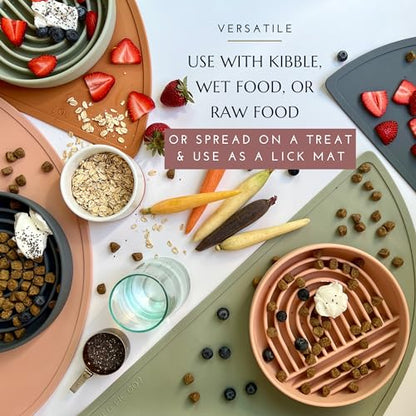 Should We Go? Slow Feeder for Dogs & Puppies, The Slowdown Bowl Silicone Slow Eating, Modern Lick Mat Design, Reduces Gulping, Fits 2 Cups, 7.5” Across x 1.5” Tall, Mealtime Challenge, Medium-Sage - color: Sage - Sunset Design, size: Medium (7.5” Across x