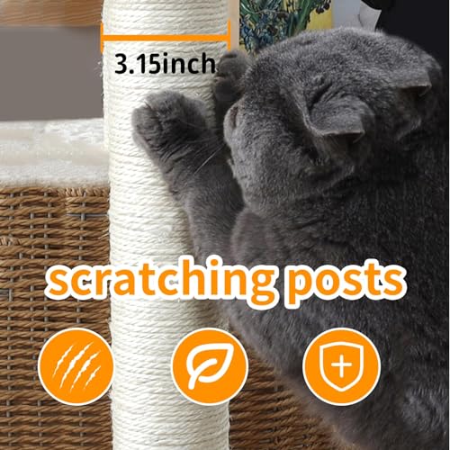 Modern Cat Tree Tower, Hand-Woven Condo for Large Cats with Sisal Scratching Post, Cute Cats Furniture Activity Center - color: LS-02-new1