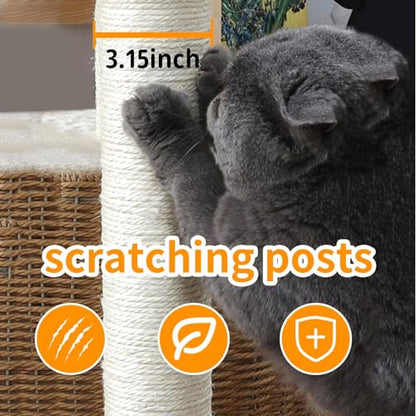 Modern Cat Tree Tower, Hand-Woven Condo for Large Cats with Sisal Scratching Post, Cute Cats Furniture Activity Center - color: LS-02-new1