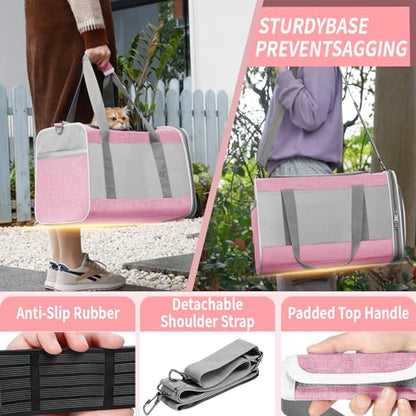 GAPZER Cat Carrier 20lbs Top Open/Soft Sided Small Pet Dog Travel Carrying Crate/Collapsible Puppy Transport Carry Bag/Sturdy Pet Cages Chihuahuas Mini Dog 10lbs Pink - color: Pink