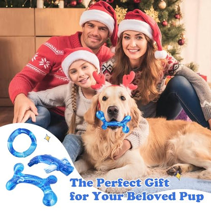 Furdog 3Pack Dog Toys for Aggressive Chewers Dog Chew Toy Tough Dog Toys to Keep Them Busy Bacon Flavor Teething Chew Toys & Dental Health for Large Medium Small Breeds (Blue) - color: Blue