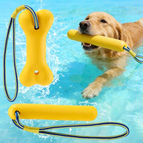 MEWTOGO 2 Pack Interactive Dog Pool Toys - Water Floating Toys for Medium Large Dogs, Fetch Training Bumpers for Lake Beach Pet Enjoyment
