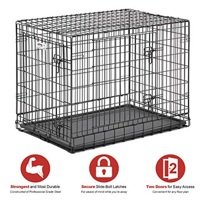 MidWest Homes for Pets Ultima Pro Heavy-Duty 36-Inch Dog Crate, Ultra-Strong Steel Double Door Pet Cage for Medium to Large Breeds, Accessories Included - size: 37.0"L x 24.5"W x 27.5"H