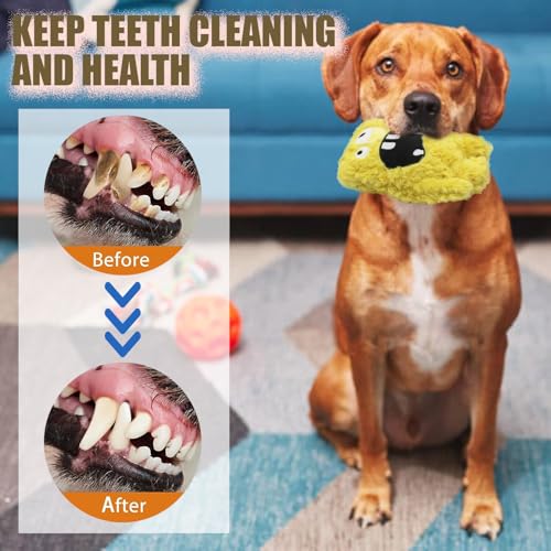 Squeaky Dog Toy, Plush Stuffed Dog Toy Keep Them Busy Tug of War Dog Chew Toy for Small Medium Large Dogs (Yellow) - color: Yellow