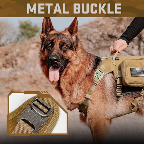 Dog Harness Medium Sized,Tactical Dog Harness with Handle,No Pull Military Style Service Dog Vest with Pockets Adjustable for Medium Dogs,Brown,Chest 15.5-25.5" - color: Brown, size: S:Chest 17-25",Fit 20-35lbs