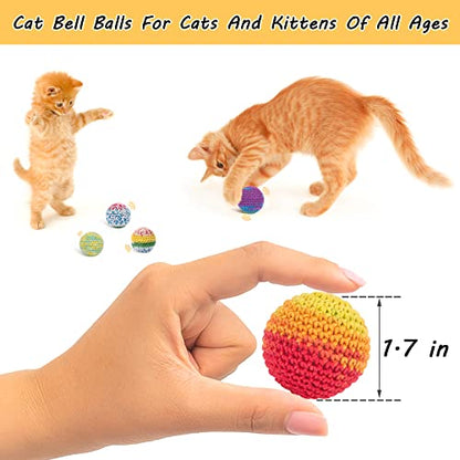 Retro Shaw Cat Toys Balls, Yarn Cat Ball with Bell Inside, Kitten Toys for Indoor Cats Kitty, Interactive Cat Nip Chew Toys for All Pet Breed 6 Pack - size: 1.7 Inches