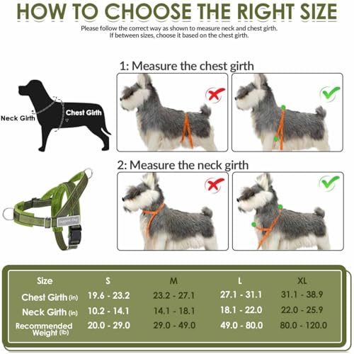 Lukovee No Pull Dog Harness and Leash Set - Heavy Duty Dog Vest with Soft Velvet Padding for Medium Large Dogs, Adjustable Reflective Tactical Harness with 2 Control Handles & Front Clip (XL, Green) - color: Green, size: X-Large