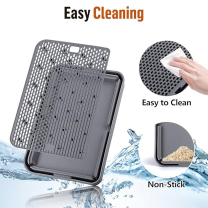 Large Cat Litter Box Step Mat, 16.5"x11.2" Cat Ramp Stairs, Cat Litter Catcher for Self-Cleaning Litter Box, Cats Pedal Step Stool Ideal for Kitten & Older Cats (Dark Grey) - color: Dark Grey Large