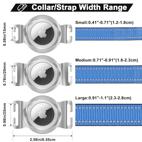 SANKALA Airtag Dog Collar Holder, Chew-Proof Stainless Steel & Waterproof Airtag Holder, Slide-On Opening Design, Fits Snap Closure Collars, Full Coverage Protective Case (Medium, 1 Pack) - size: Medium