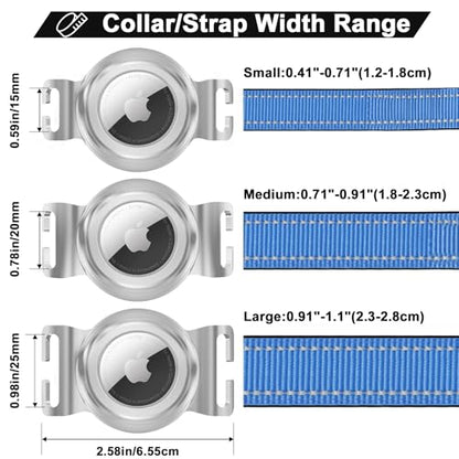 SANKALA Airtag Dog Collar Holder, Chew-Proof Stainless Steel & Waterproof Airtag Holder, Slide-On Opening Design, Fits Snap Closure Collars, Full Coverage Protective Case (Medium, 1 Pack) - size: Medium